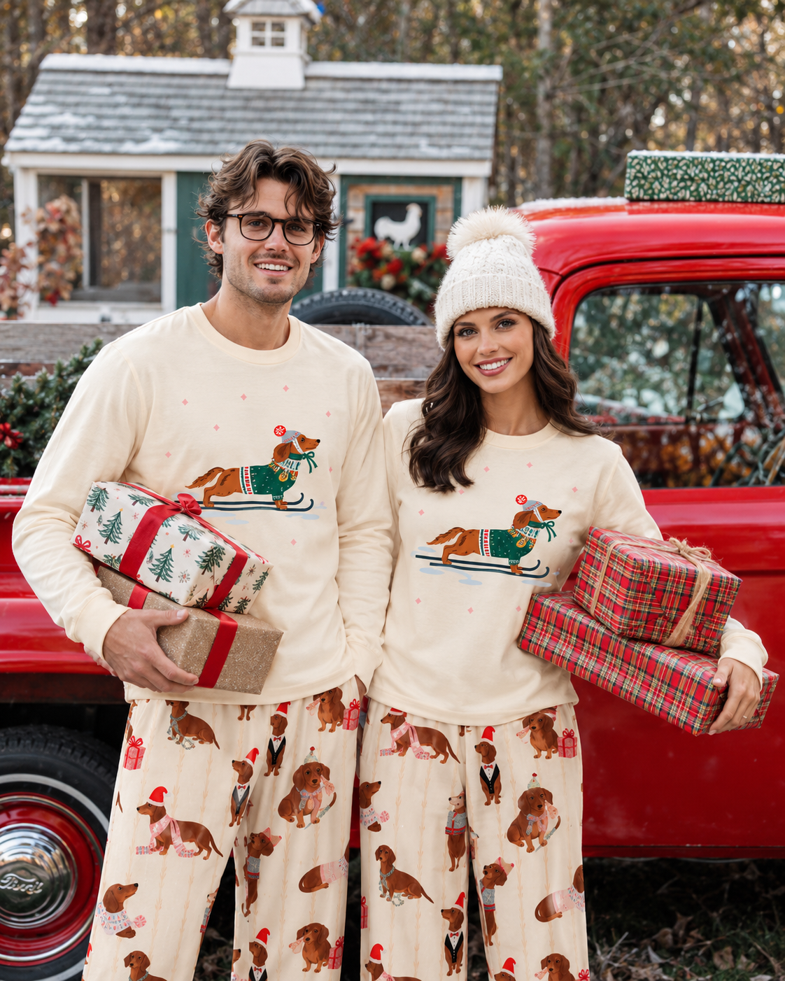 Snow Dachshund - Family Christmas Pajamas