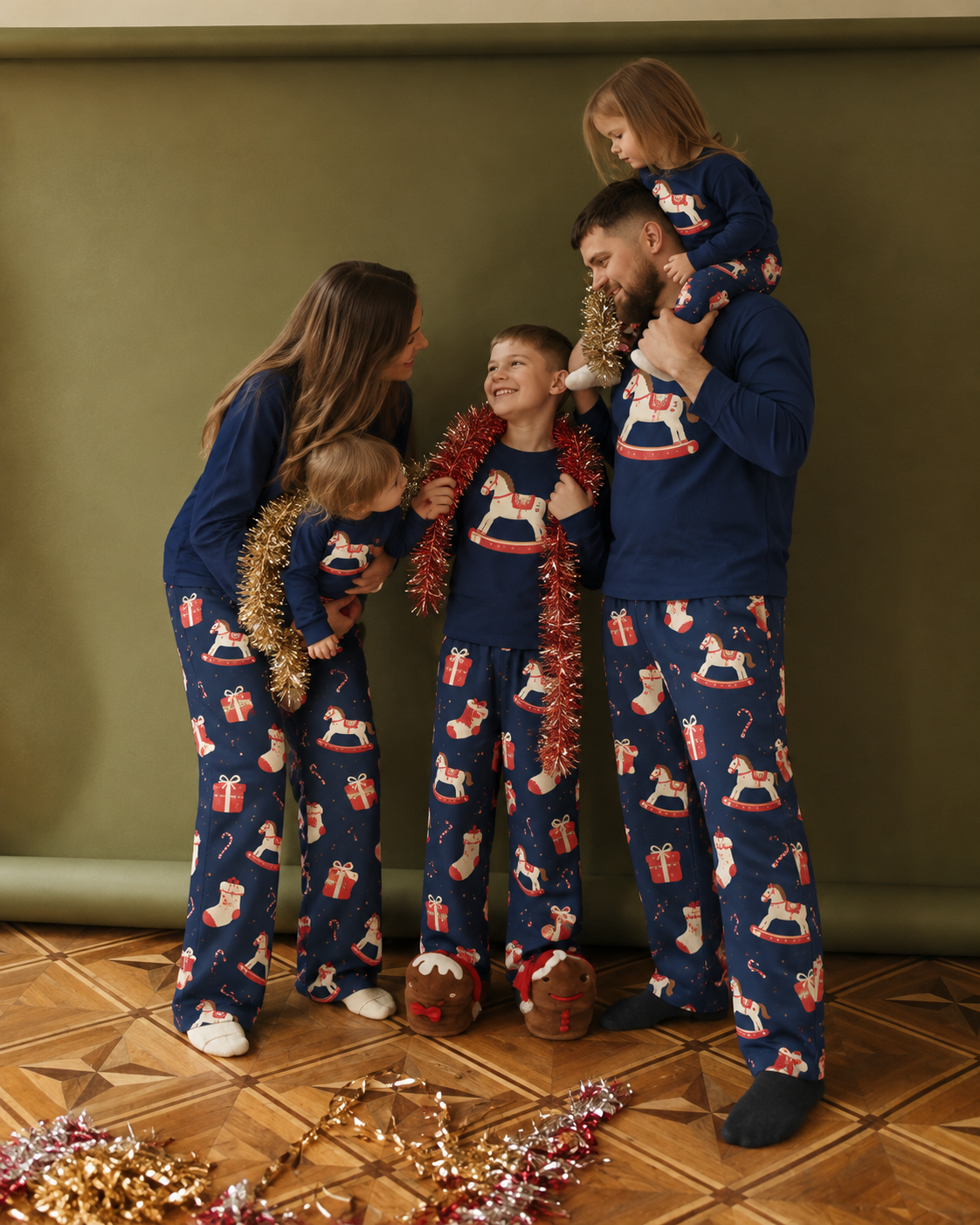 Midnight Carousel-Family Matching Christmas Cardigan Pajamas
