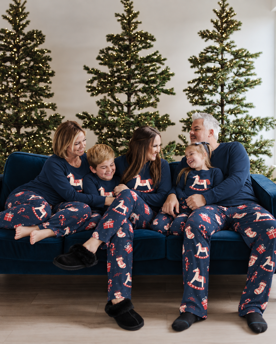 Midnight Carousel-Family Matching Christmas Cardigan Pajamas