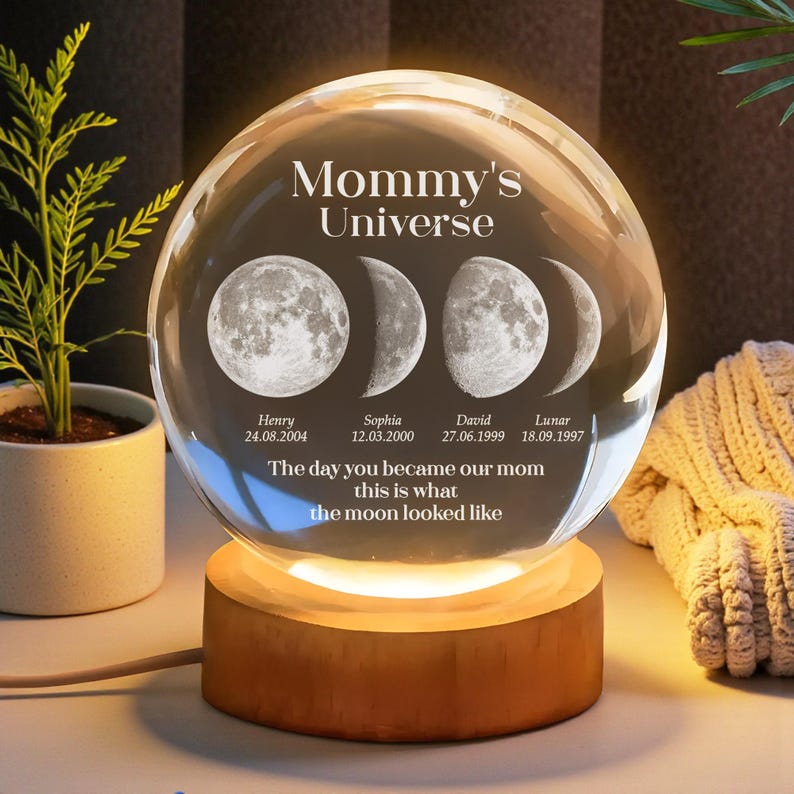 Personalized Mommy's Universe Crystal Ball Night Light | Mother's Day Gift