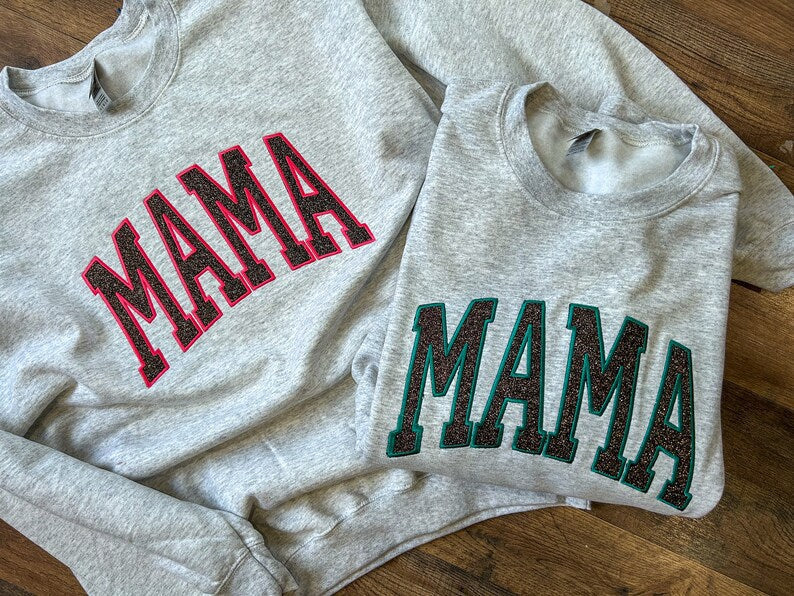Custom Mama Arched Glitter Sweatshirt | Mother's Day Gifts