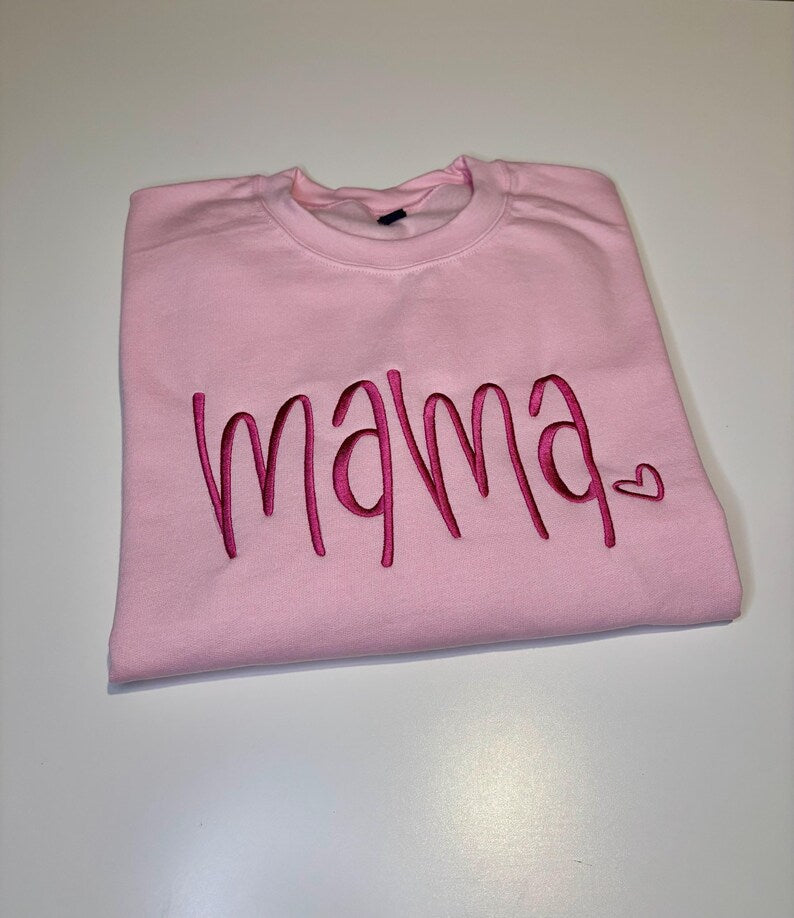 Custom Mama Heart Embroidered Sweatshirt | Mother's Day Gifts