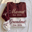 Custom Embroidered Mama Grandma Sweatshirt, Name On Sleeve With Heart | Mothers Day Gifts