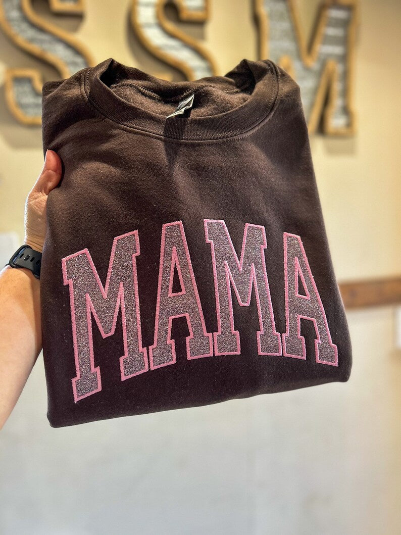 Custom Mama Arched Glitter Sweatshirt | Mother's Day Gifts