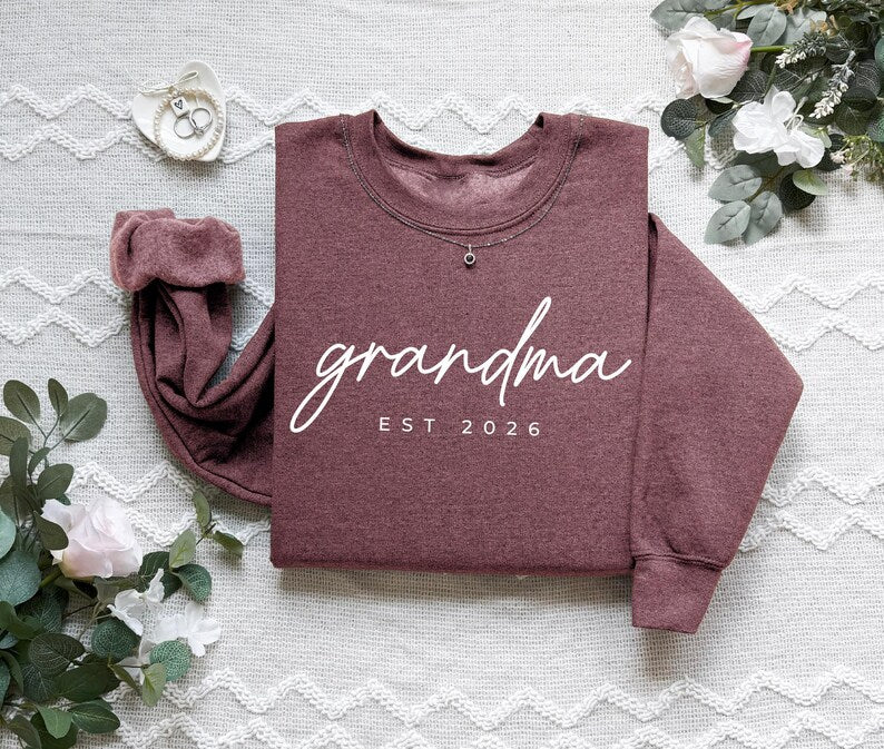 Personalized Grandma Est Heat Transfer Print Sweatshirt | Gift for Grandmother