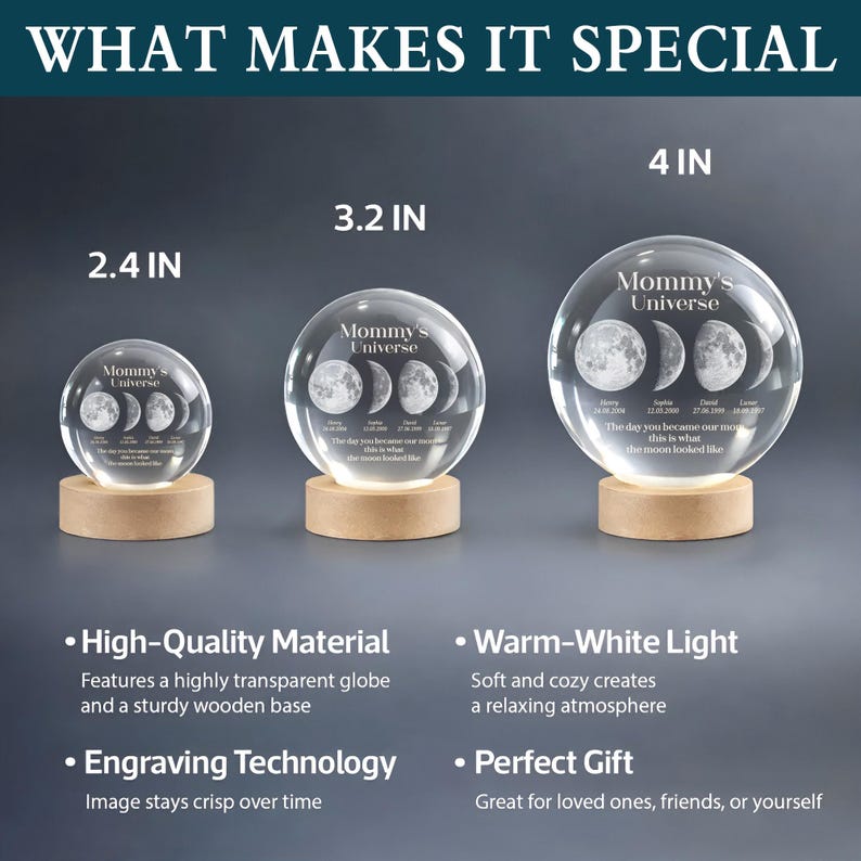 Personalized Mommy's Universe Crystal Ball Night Light | Mother's Day Gift