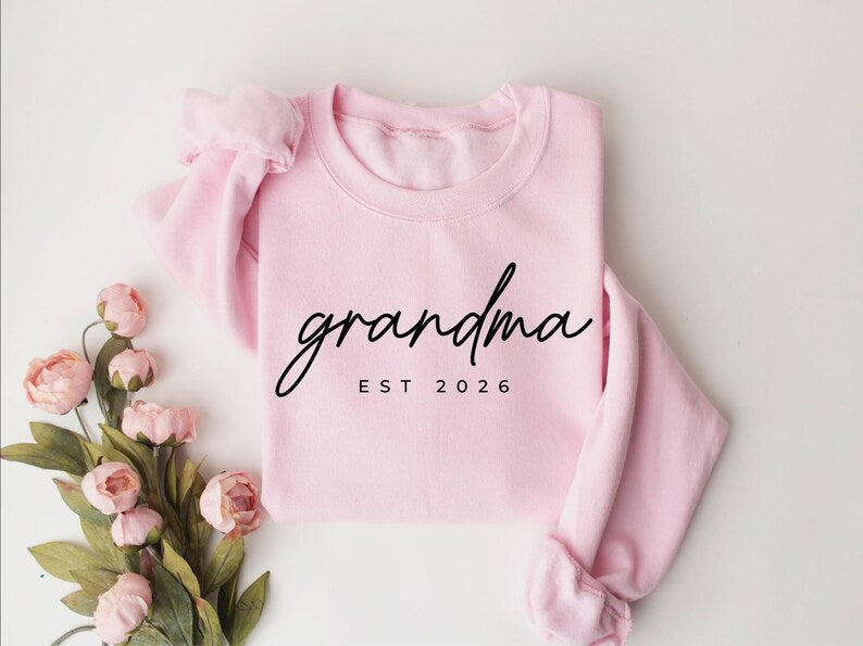 Personalized Grandma Est Heat Transfer Print Sweatshirt | Gift for Grandmother