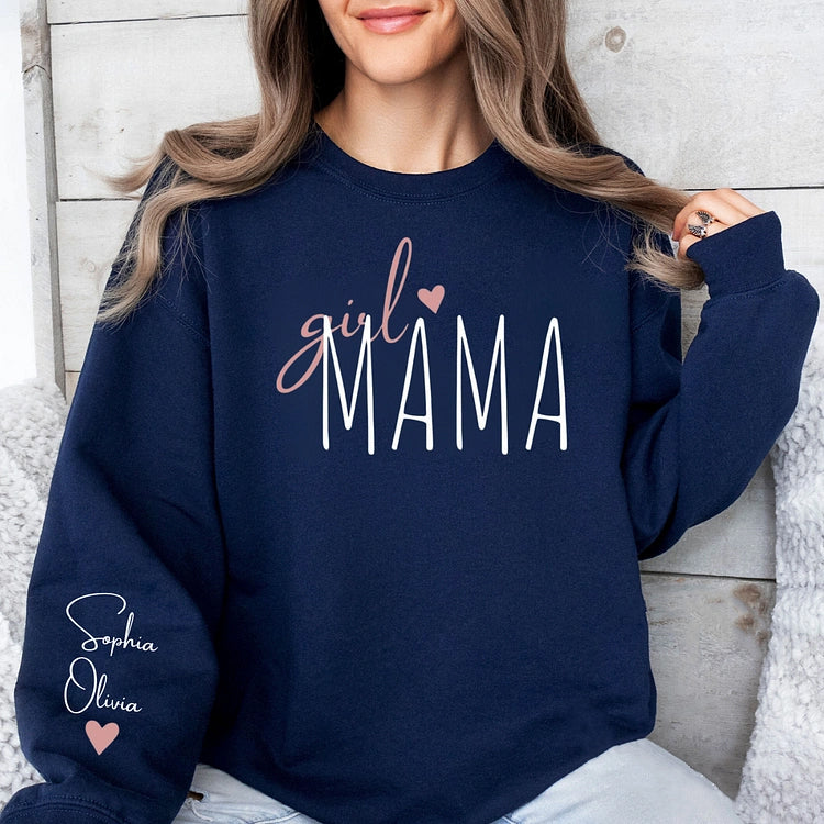 Personalized Girl Mama Sweatshirt, Custom Mom Of Girls Hoodie