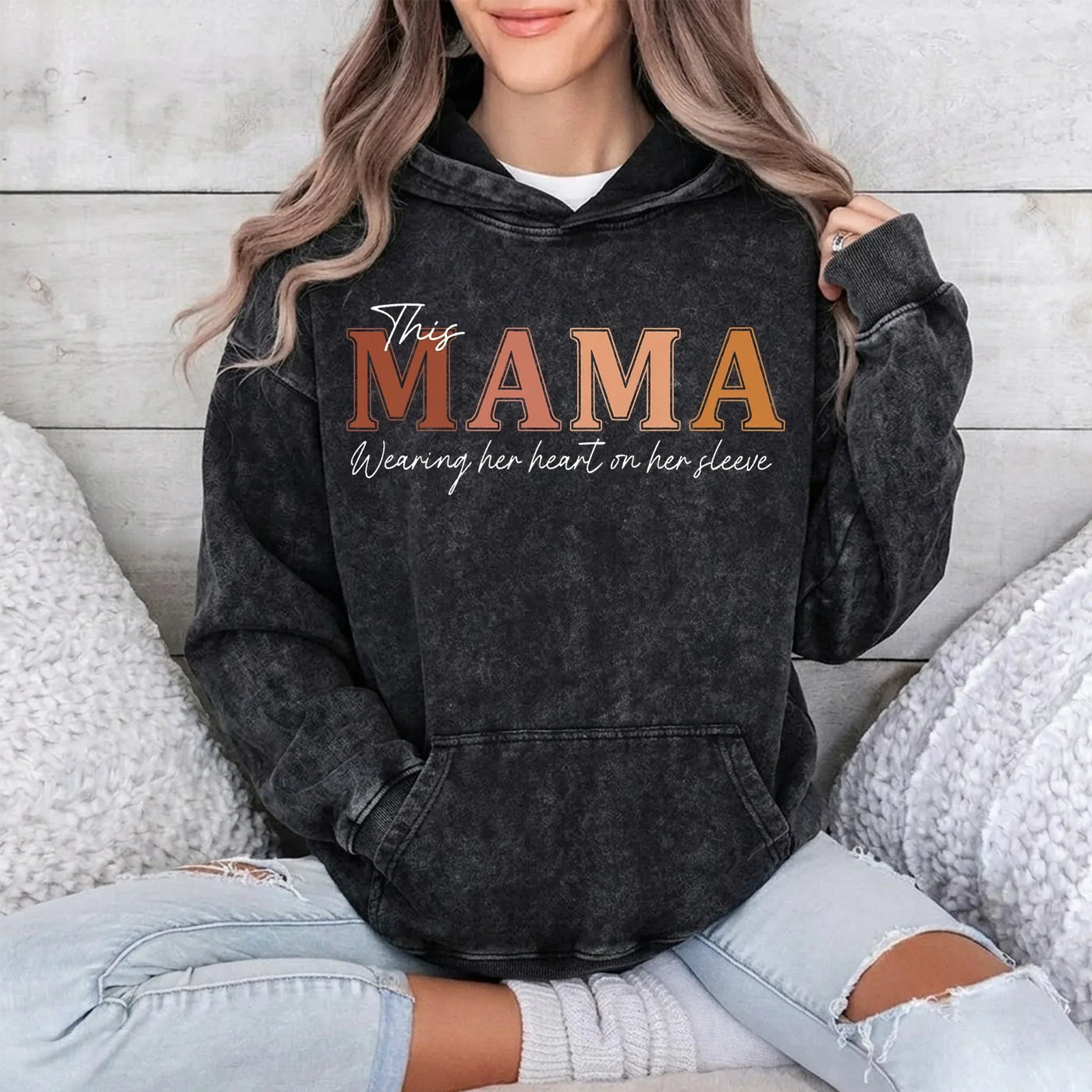 Wear Your Heart on Your Sleeve – Personalized Mama Washed Sweatshirt with Kids’ Names