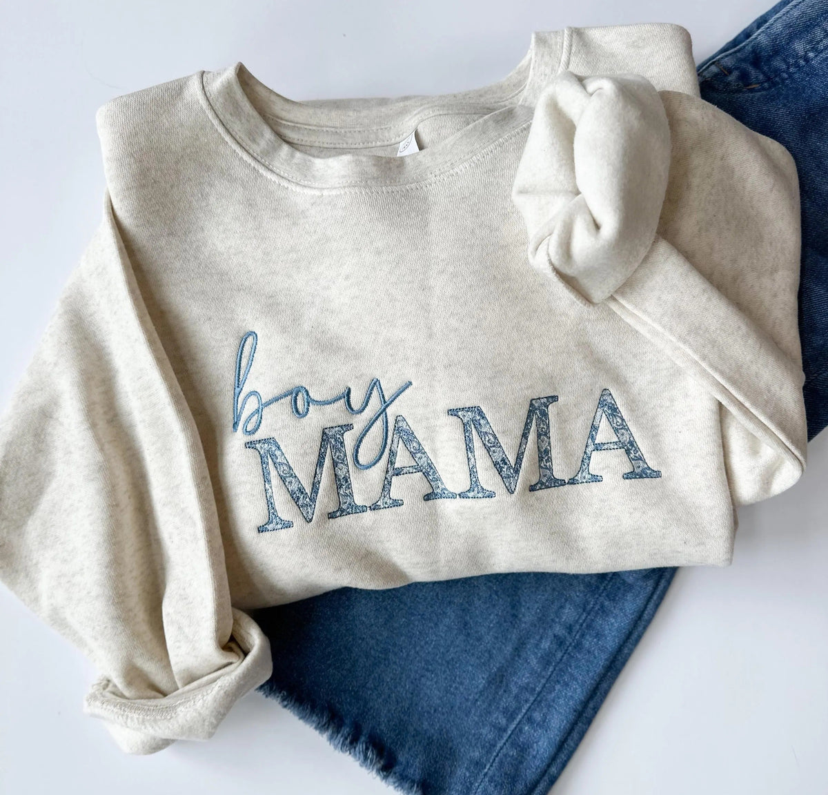 Mama Embroidered Sweatshirt with Floral Chinoiserie Pattern