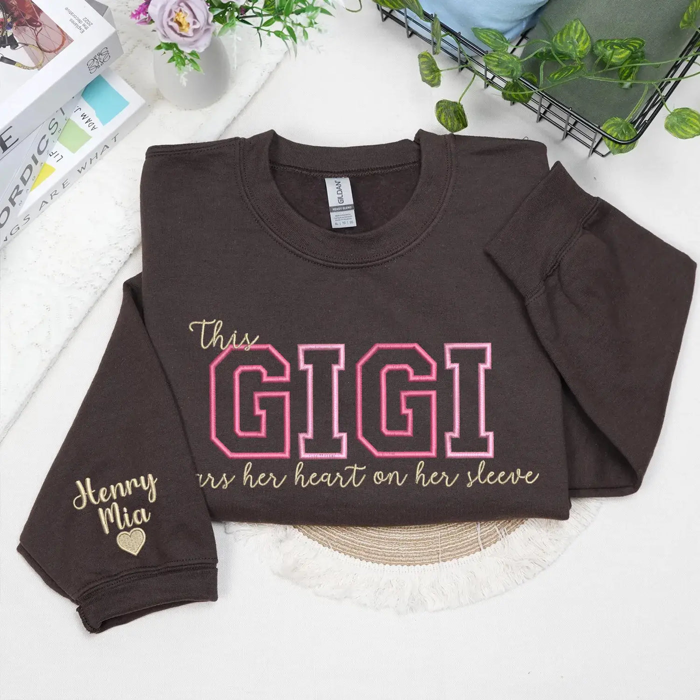Custom Embroidered This Gigi Wears Her Heart on Her Sleeve Sweatshirt | Mother's Day Gifts