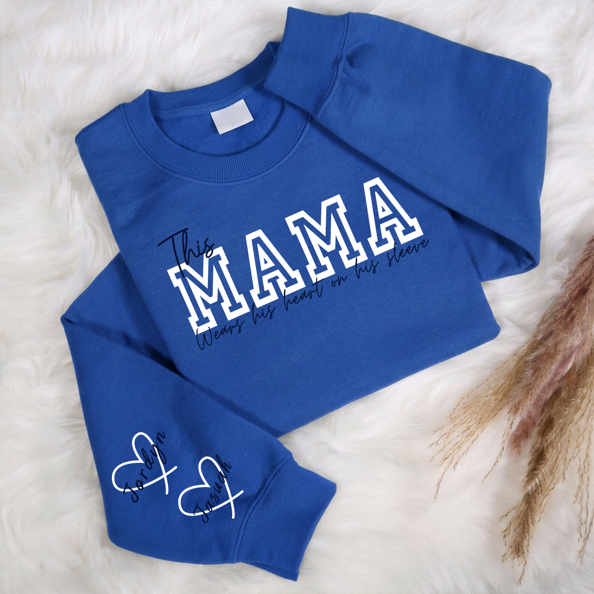 Wear Your Heart on Your Sleeve – Personalized Print Mama Sweatshirt with Kids’ Names | for Mom Mother's Day Gift