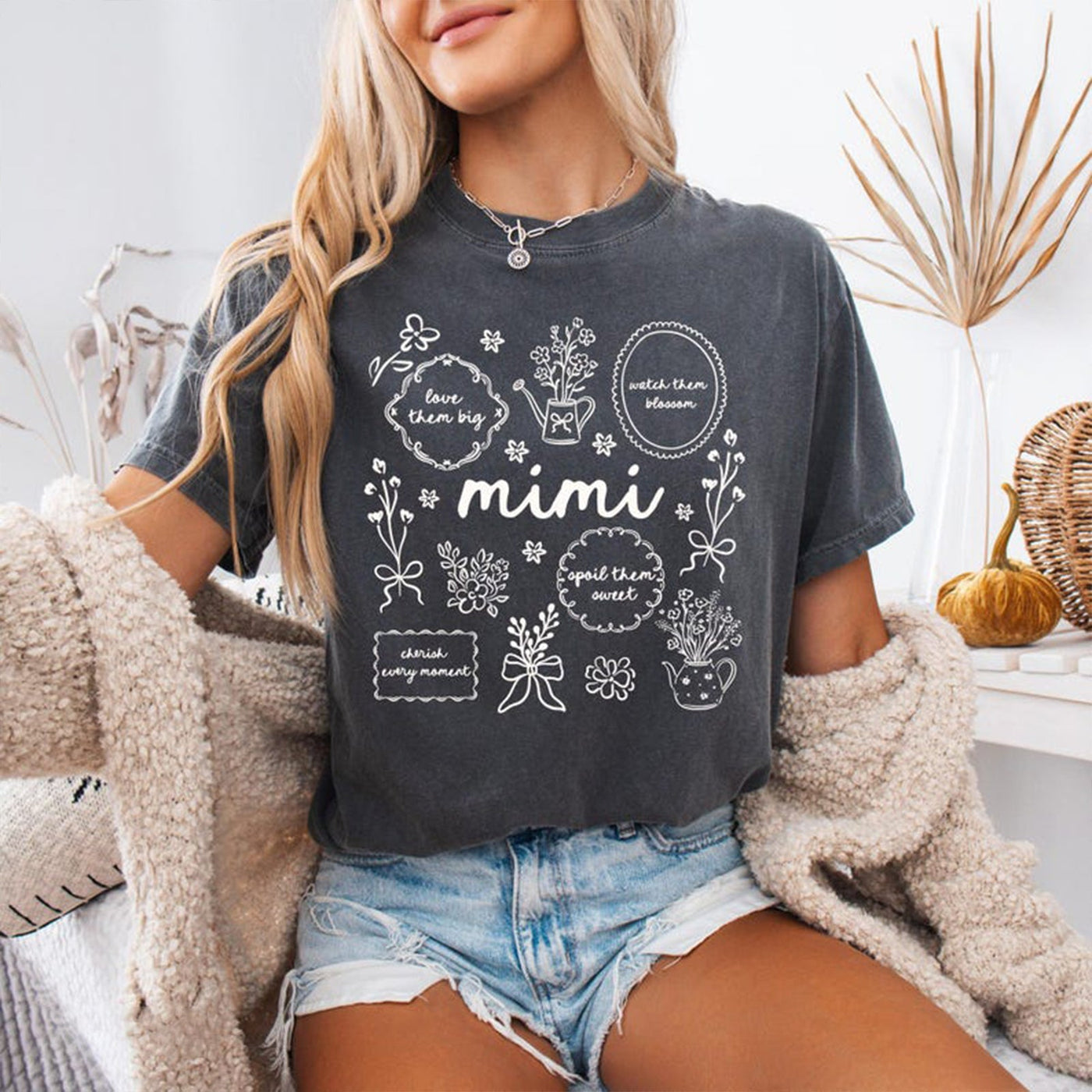 Custom Floral Grandma Heat Transfer Print Sweatshirt | Mother's Day Gift