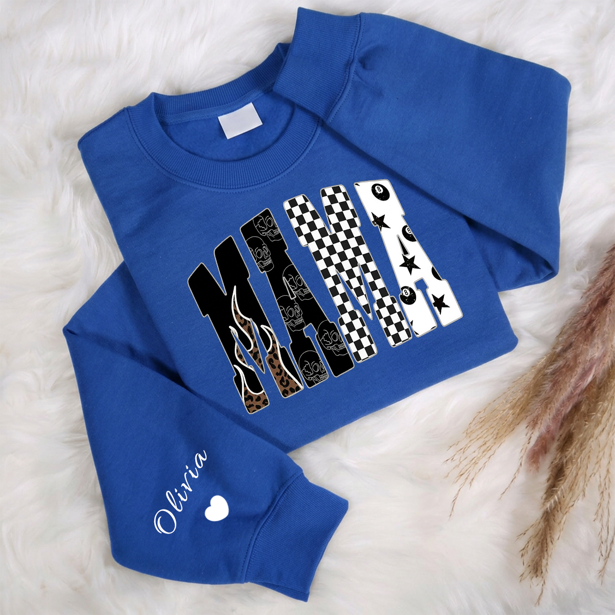Custom Edgy Mama Crew Sweatshirt Western Clothing | Mother's Day Gifts