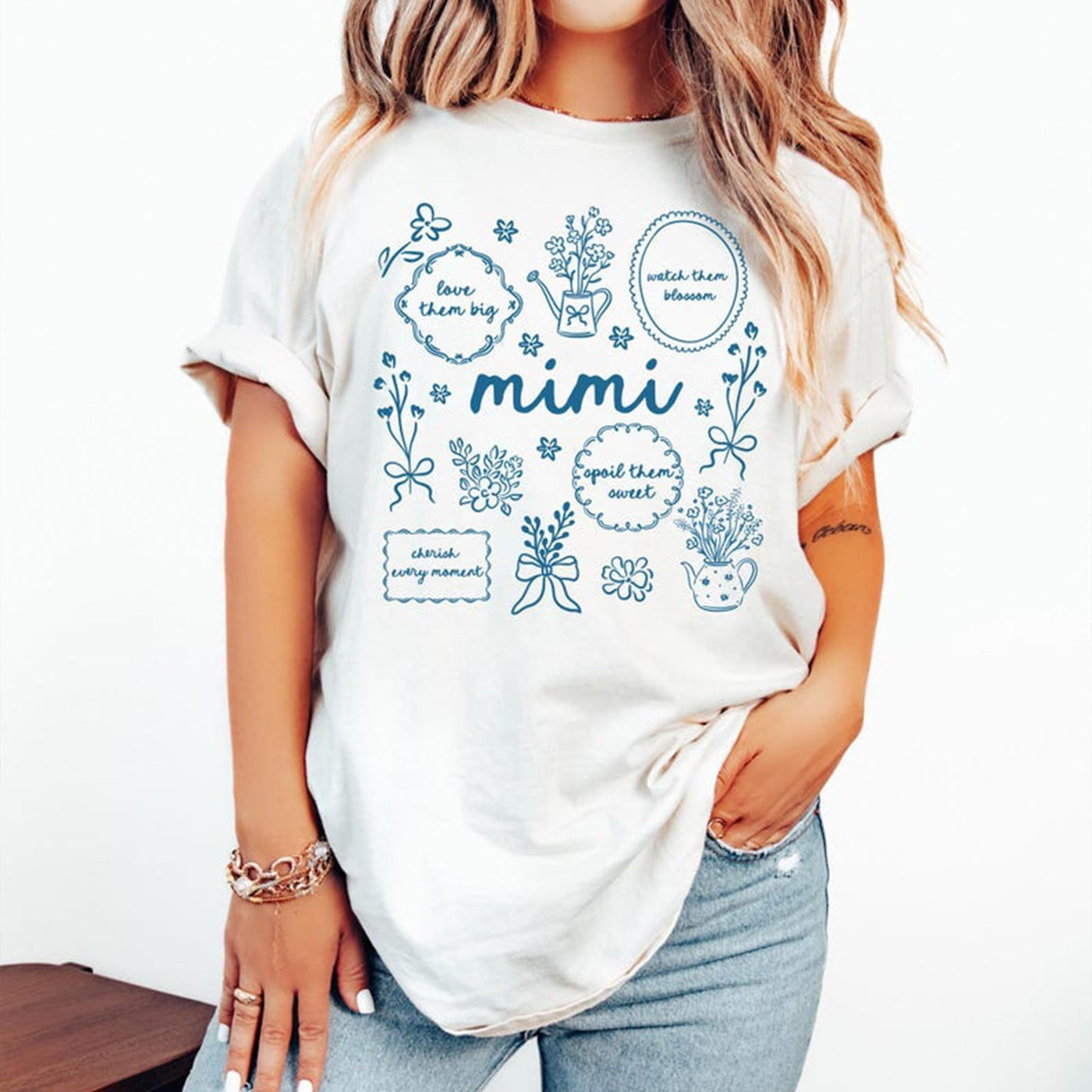 Custom Floral Grandma Heat Transfer Print Sweatshirt | Mother's Day Gift