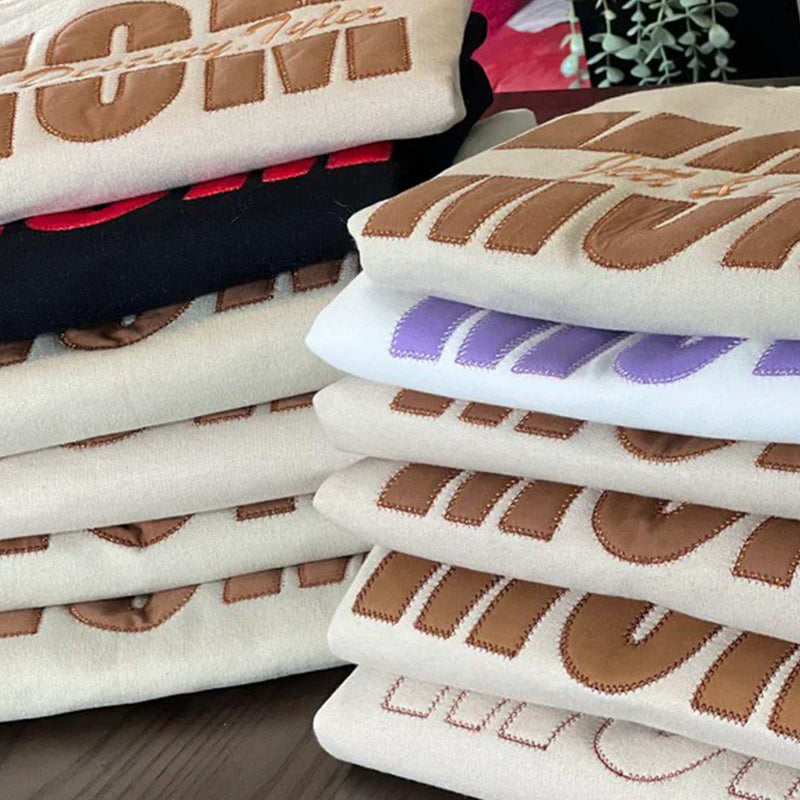 Custom Personalized Embroidered Sequin Mom Sweatshirt