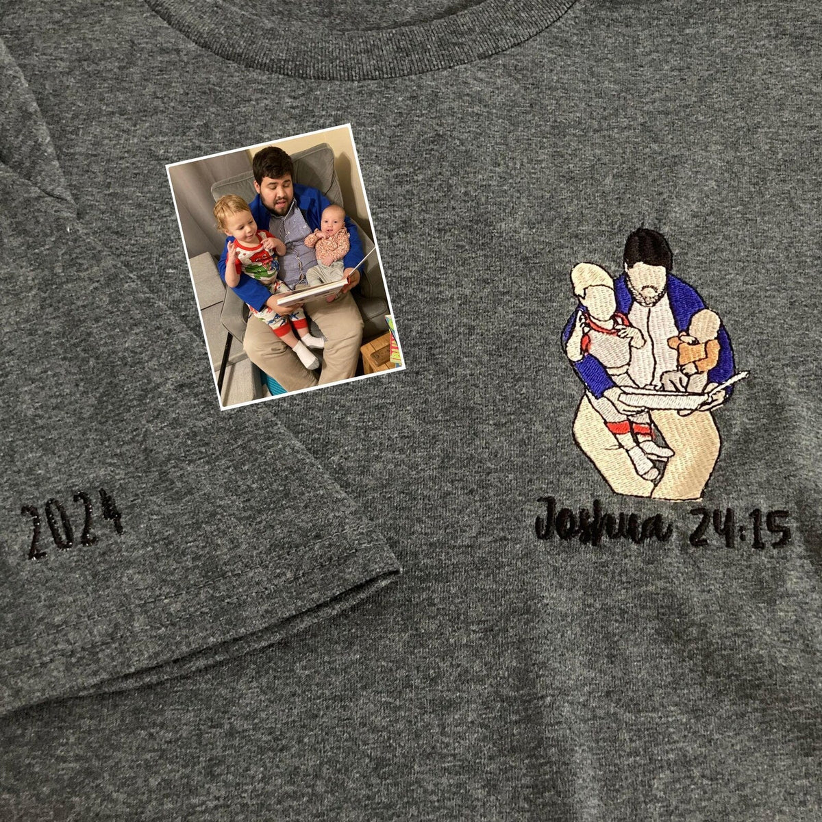 Custom Embroidered Photo Portrait Sweatshirt For papà, papá, dad