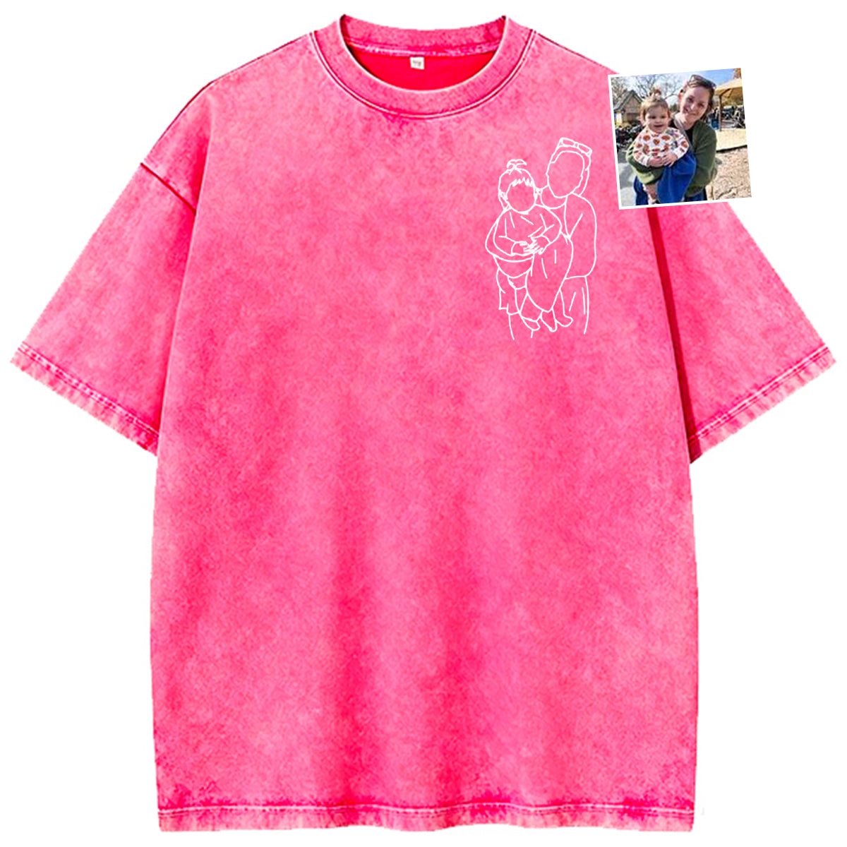 Custom Mama,Mom Portrait Embroidered Washed Sweatshirt | Mother's Day Gift