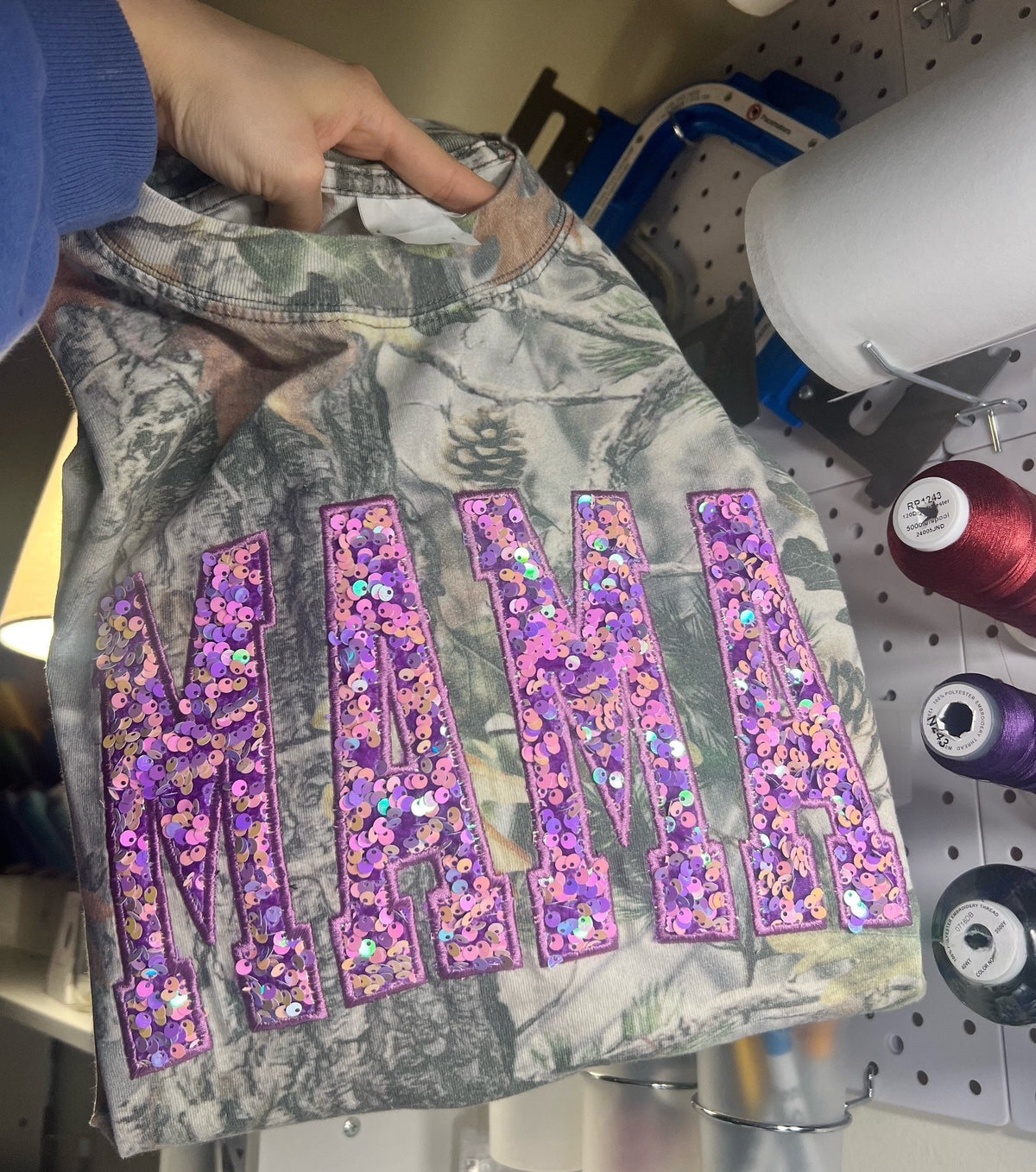 Custom Sequin MAMA Sweatshirt Personalized Glitter Letters Vintage Style Mother’s Day Gift for Mom