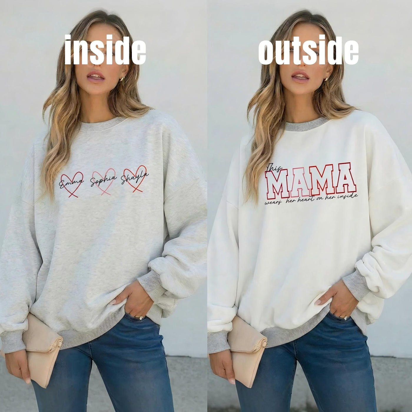 Wear Your Heart on the Inside – Custom Mama Reversible Sweatshirt |Mother's Day Gift