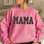 Custom Embroidered Applique Glitter Mama Washed Sweatshirt - Gift for Mom