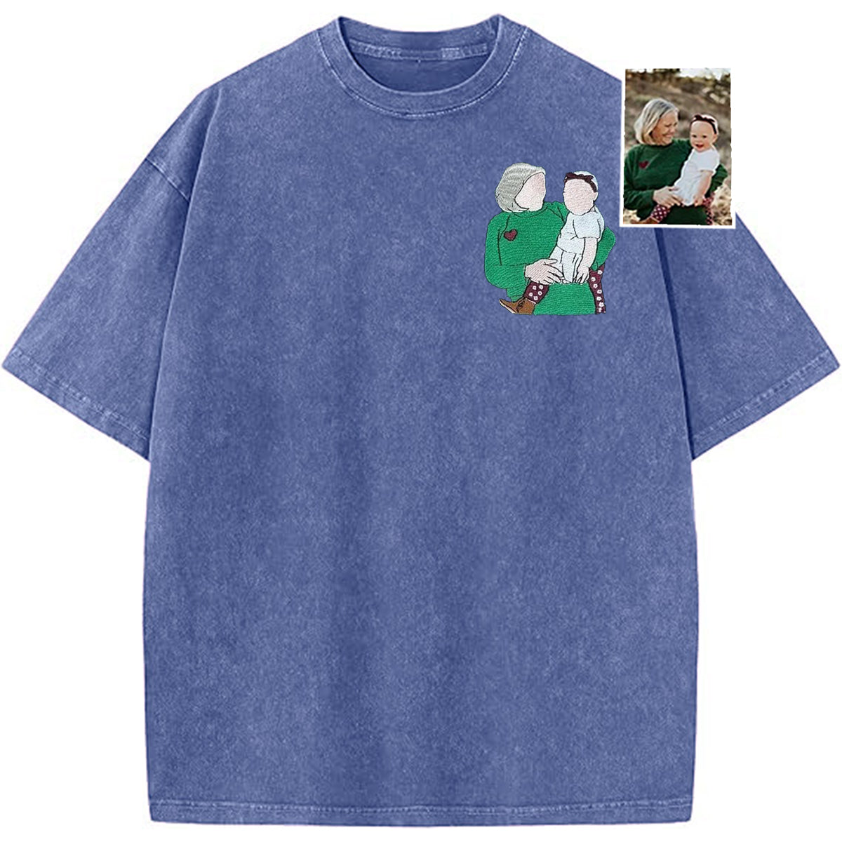 Custom Mama,Mom Portrait Embroidered Washed Sweatshirt | Mother's Day Gift