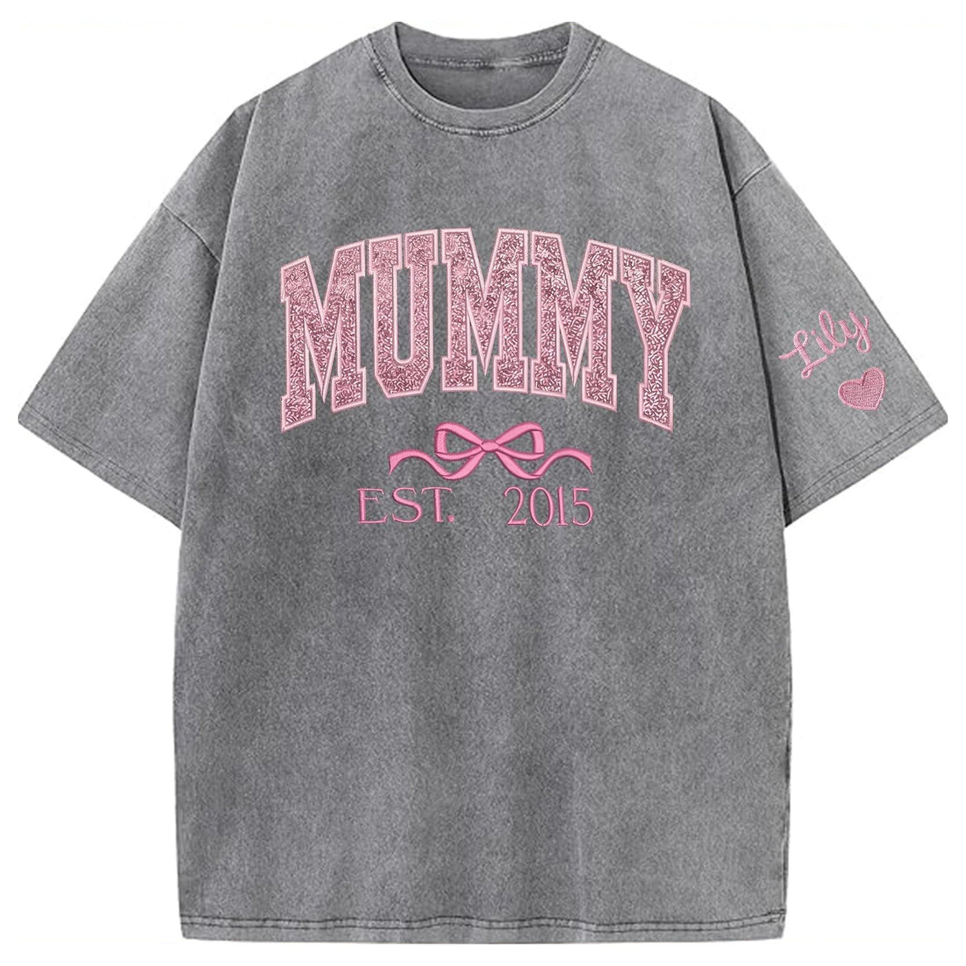 Mom glitter embroidered Washed T-shirt&sweatshirt mother day/personalized year.