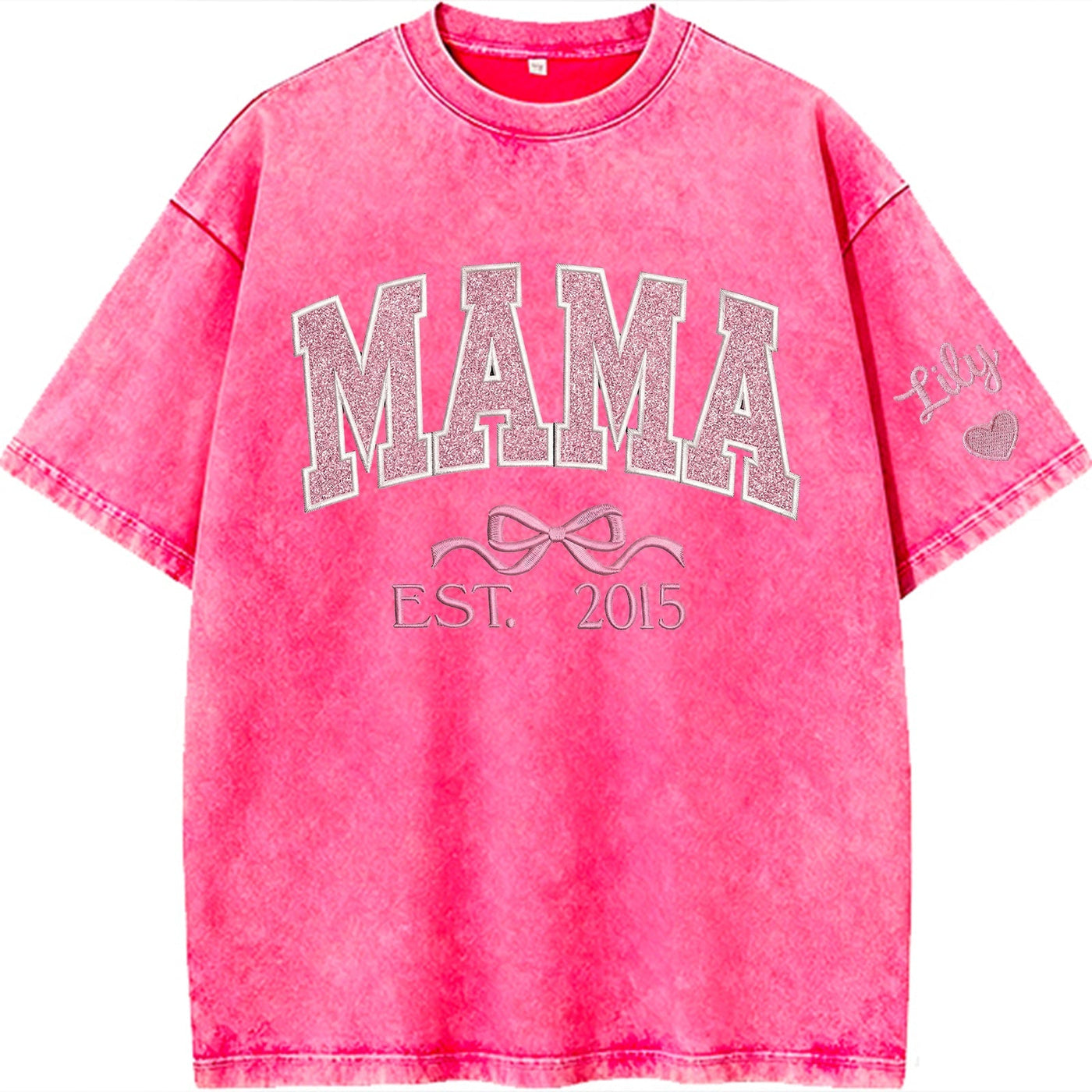 Mom glitter embroidered Washed T-shirt&sweatshirt mother day/personalized year.