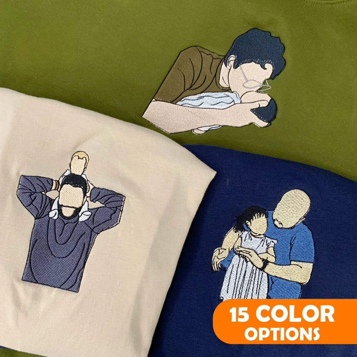 Custom Embroidered Photo Portrait Sweatshirt For papà, papá, dad