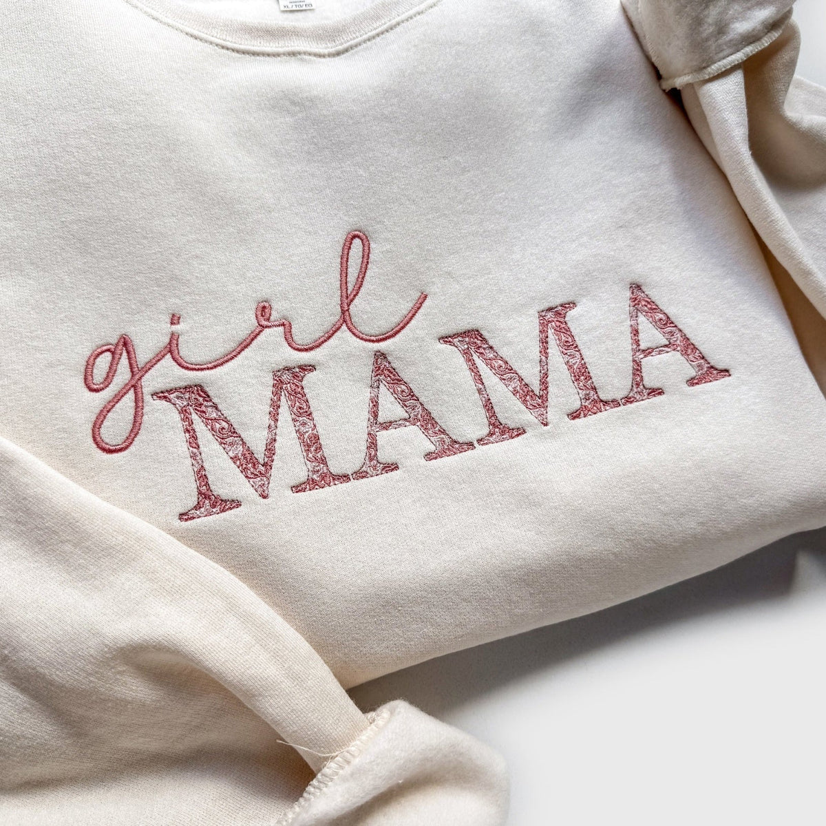 Mama Embroidered Sweatshirt with Floral Chinoiserie Pattern