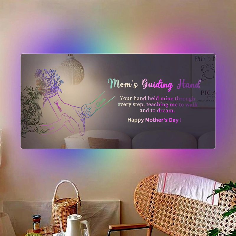 Hand in Hand Personalized Mom and Kids Personalized Mirror Light - Creative Mother's Day Gift