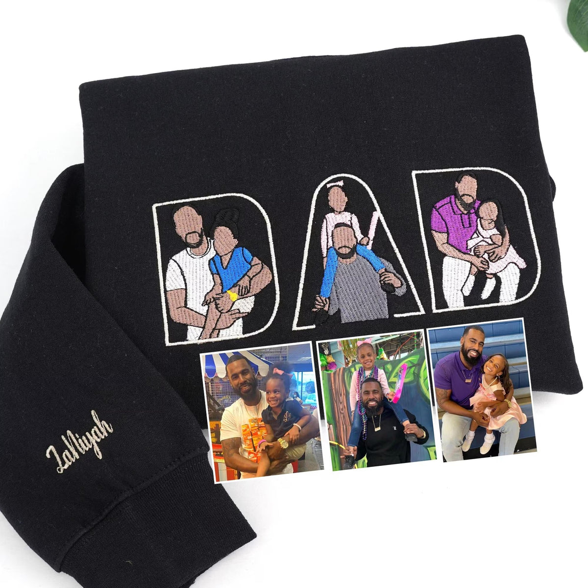 Custom Comic Photo Embroidered #Dadlife Shirt Sweatshirt Hoodie Father's Day Gift For Dad