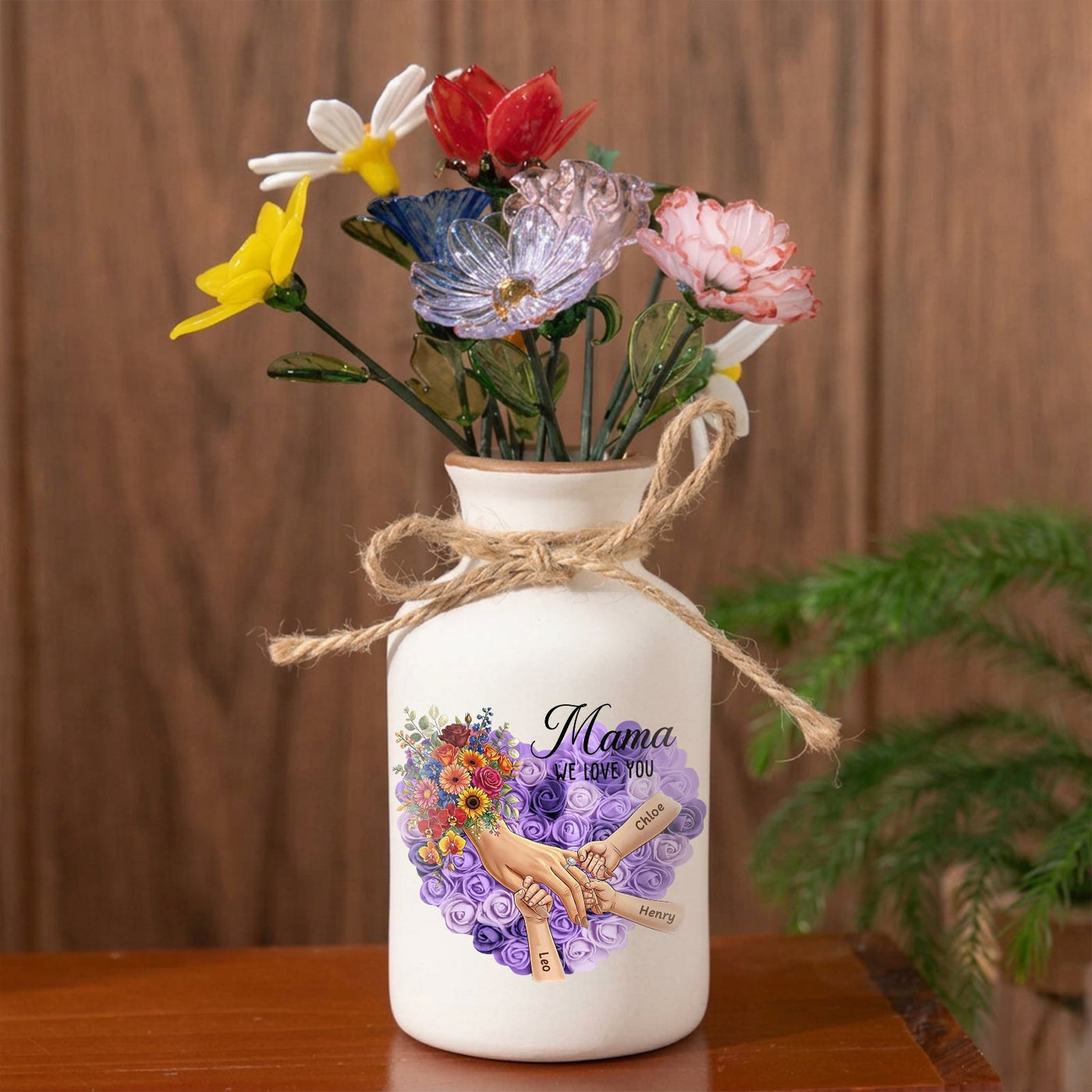 Personalized "Mother's Day Bouquet" Vase-Personalized Mama Holding Hands|Best Mother's Day Gift– Timeless Gift for Every Home