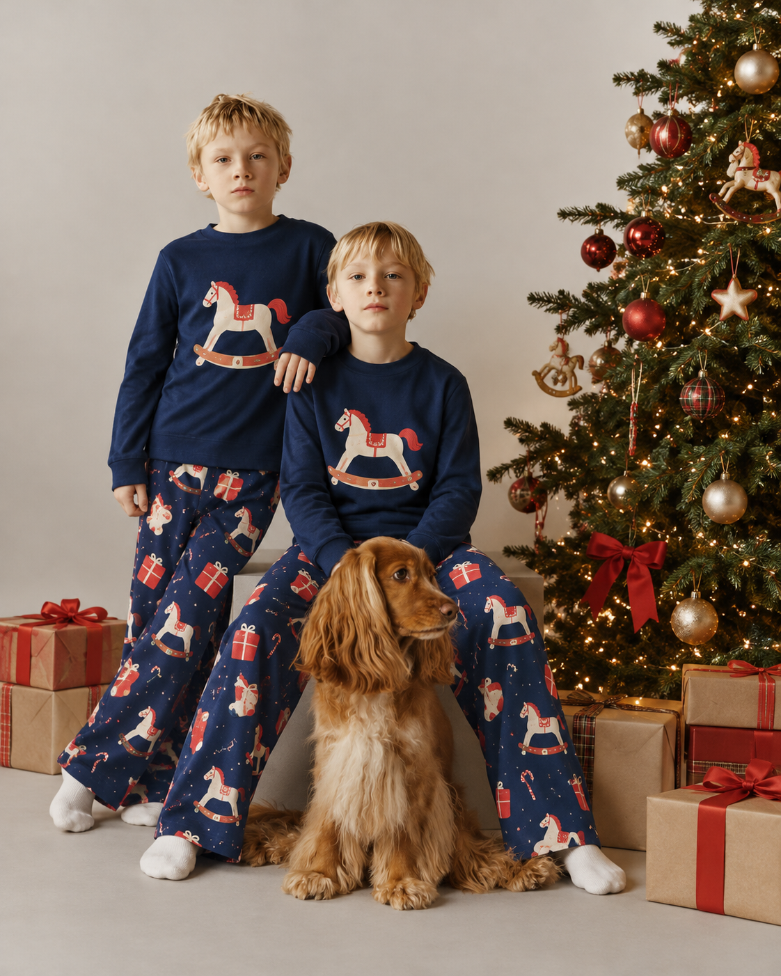 Midnight Carousel-Family Matching Christmas Cardigan Pajamas