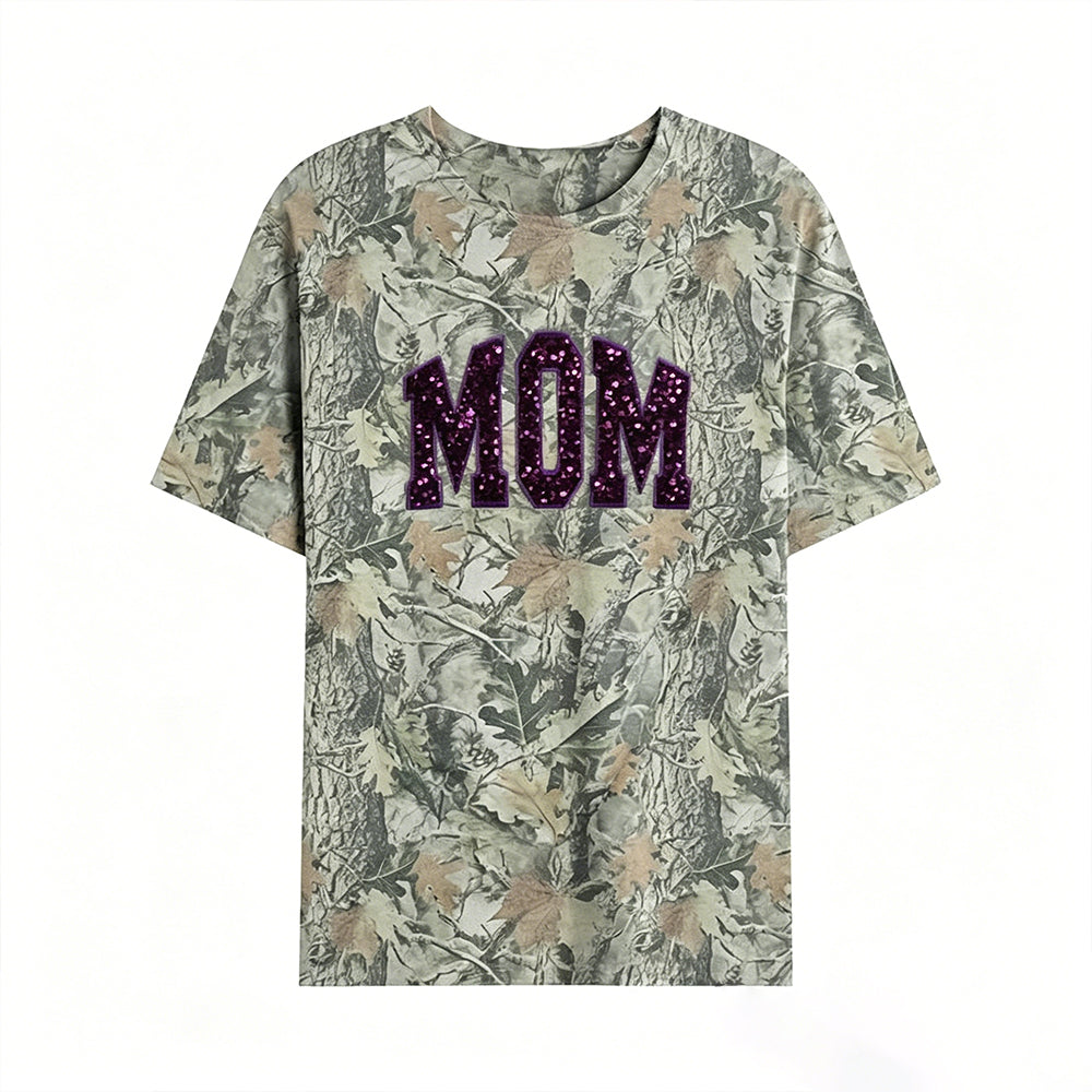 Custom Sequin MAMA Camo Sweatshirt Embroidered Sequin T-Shirt Hoodie | Mother's Day Gift