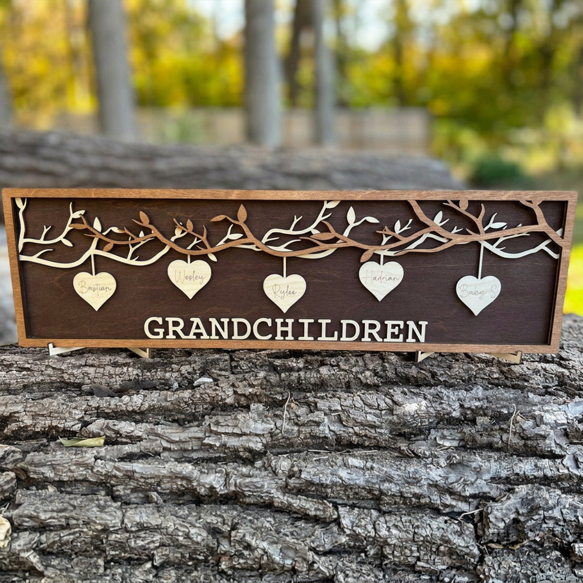 Family Tree Hanging Heart 3D Wall Hanging Decoration or Gift with Stand | Perfect for Mothers Day | Fathers Day