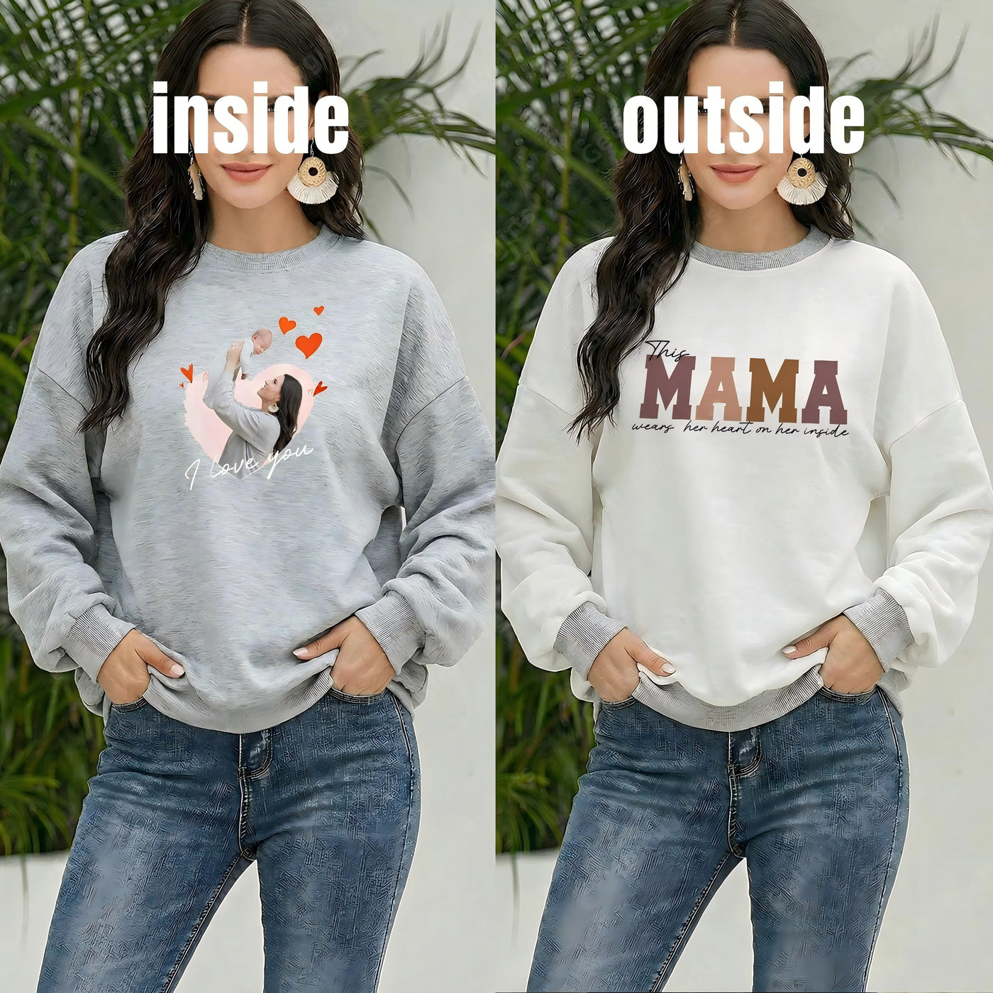 Wear Your Heart on the Inside – Custom Mama Reversible Sweatshirt |Mother's Day Gift