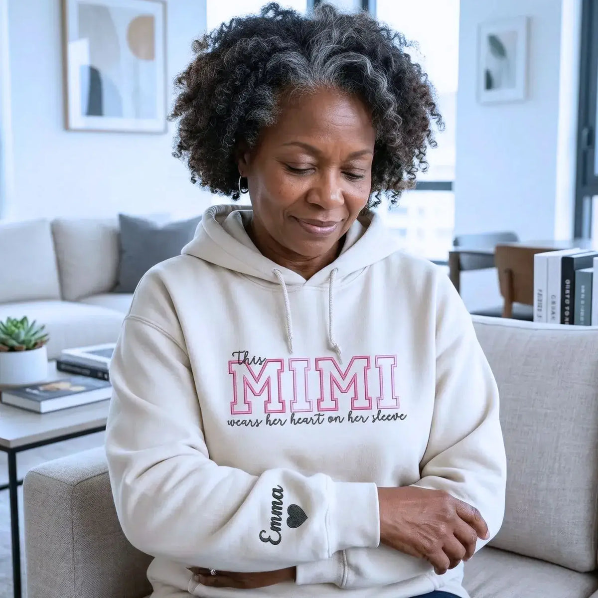 Custom Embroidered This Mimi Wears Her Heart on Her Sleeve Sweatshirt | Mother's Day Gifts