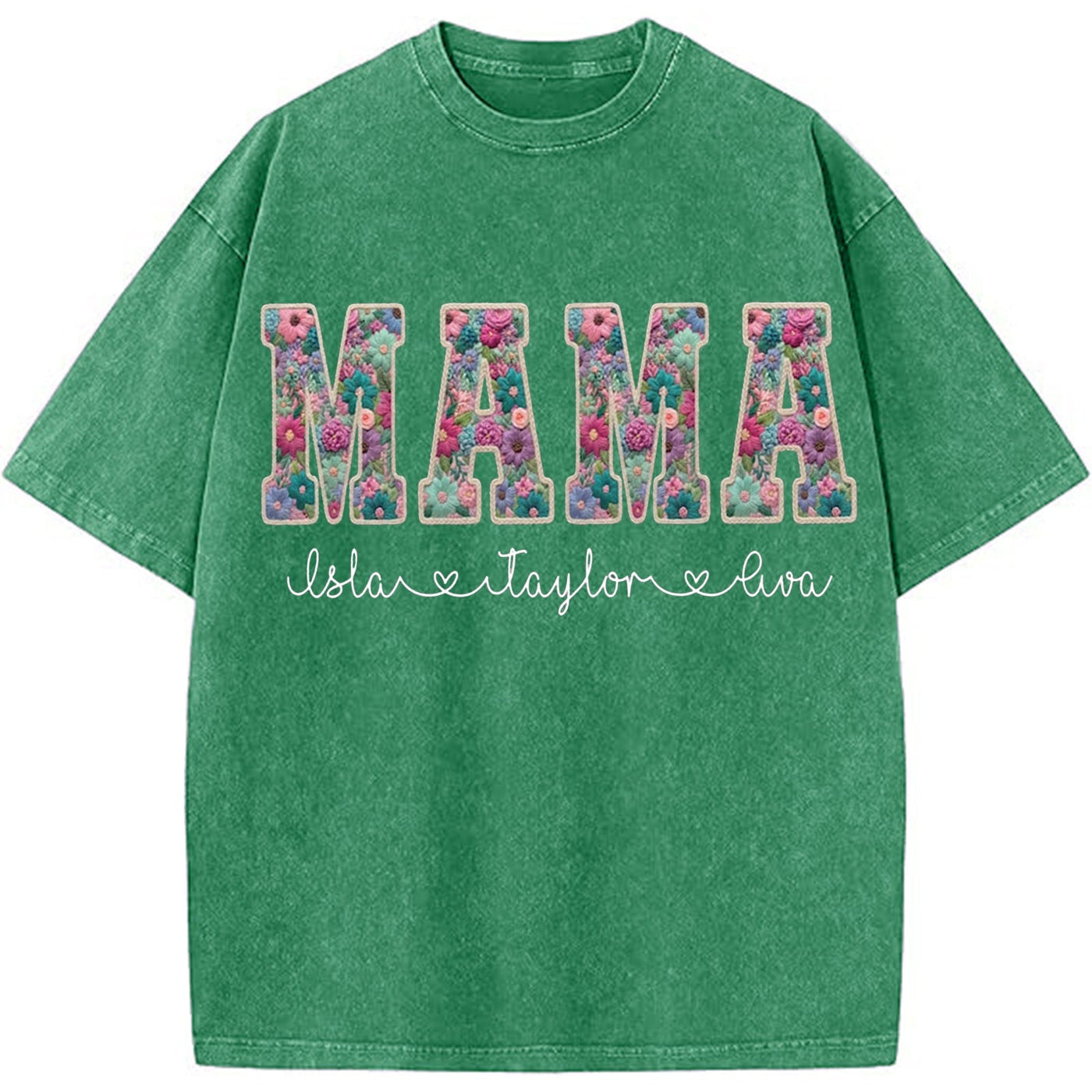 Personalized Floral "MAMA"  Vintage Washed Sweatshirt – Custom Kids Names Gift for Mom