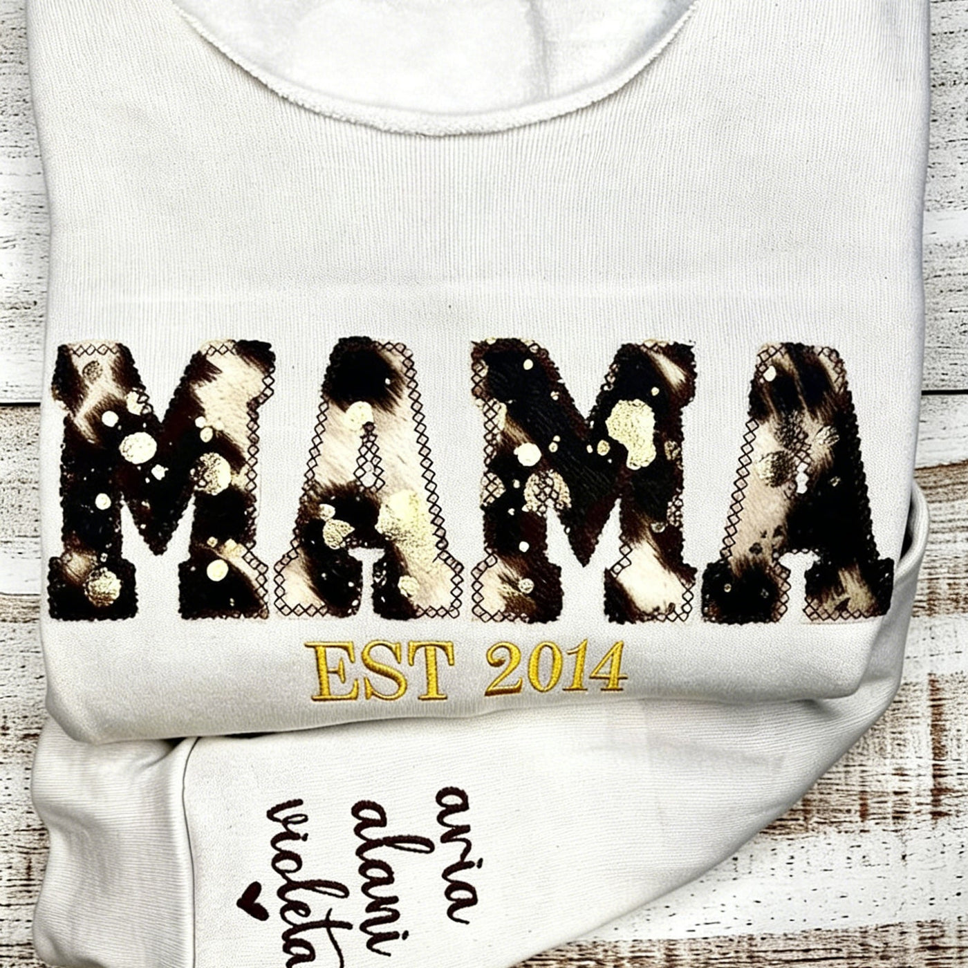 Custom Embroidered Cow Print MAMA Sweatshirt |  Mother’s Day Gift