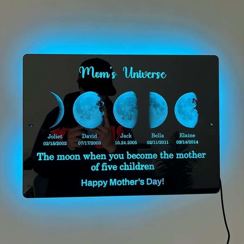 Custom Led Mirror Light Frame With Text And Date-Mum's Universe