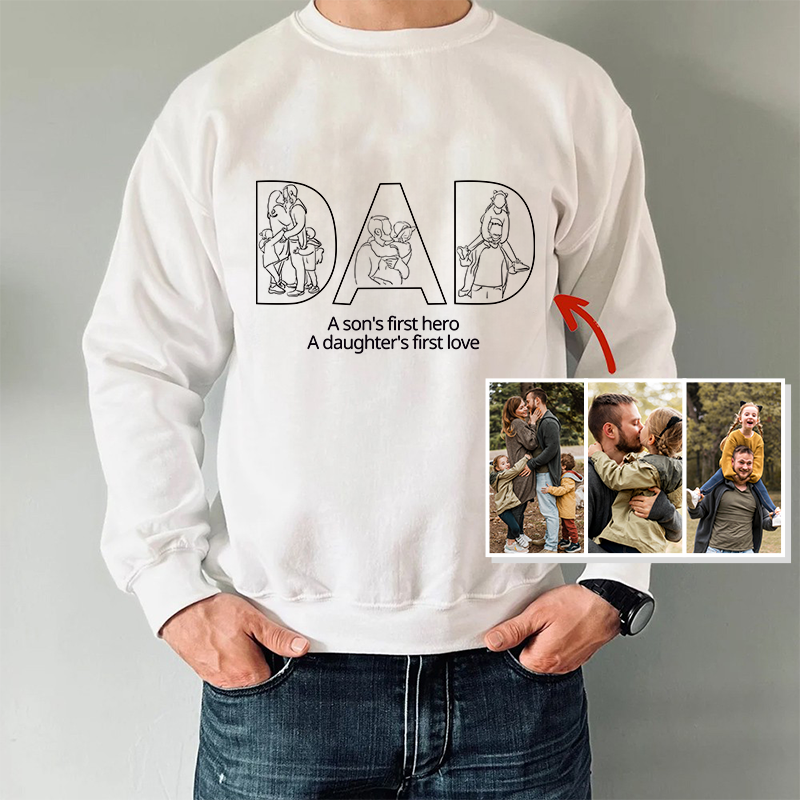Custom Papa,Dad Ever -Embroidered Sweatshirt For Father's Day - Gifts for Dad, Papa, Daddy and Grandpa