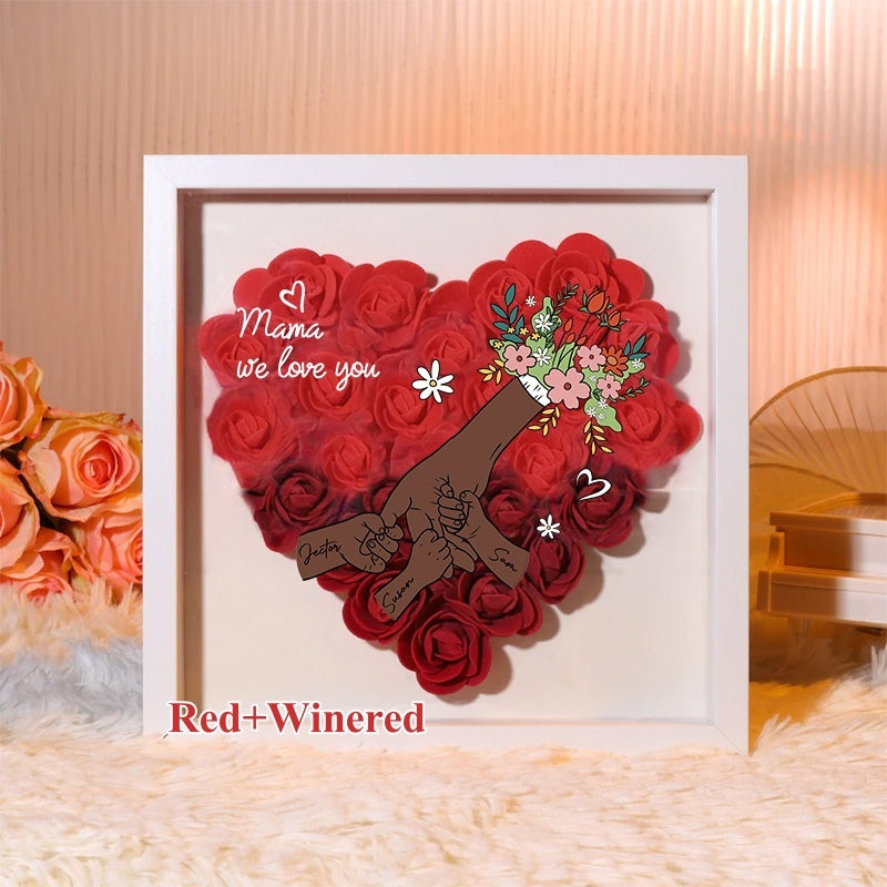 Personalized Flower Handprints Flower Shadow Box For Mom Gift | Mother’s Day gift