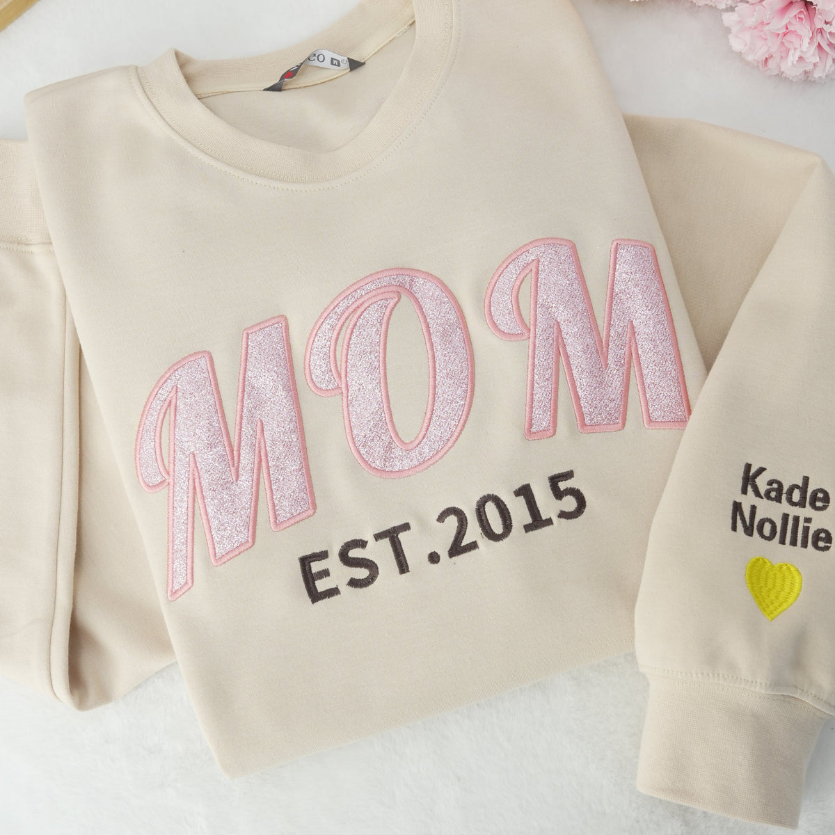 Custom Embroidered Applique Glitter MUM Sweatshirt | Gift for MAMA