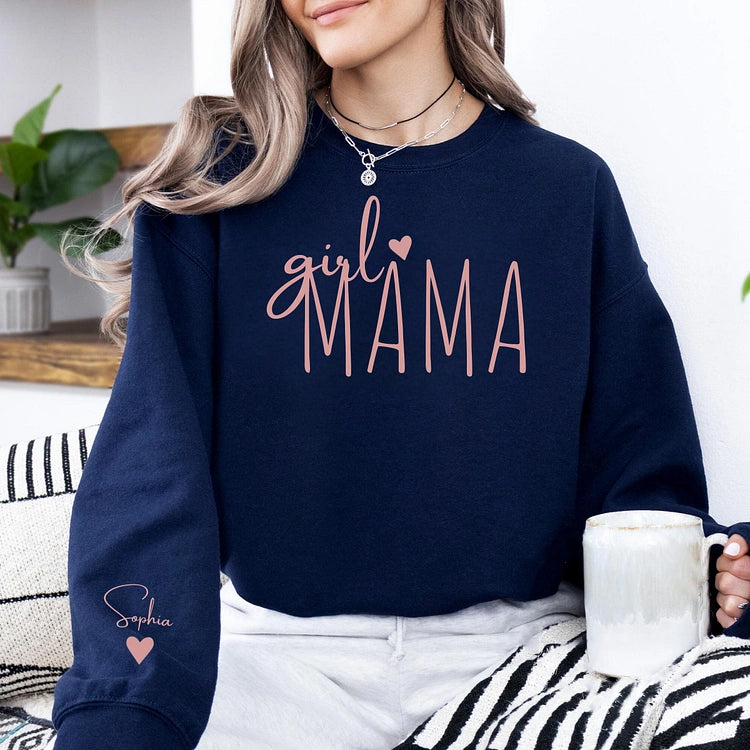 Personalized Girl Mama Sweatshirt, Custom Mom Of Girls Hoodie