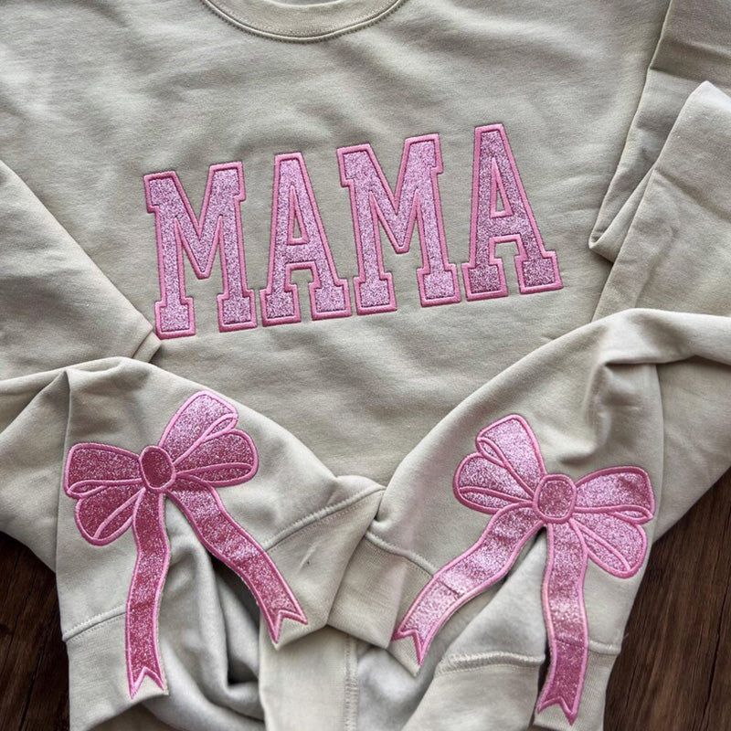 Custom Viral Side Bow Glitter MAMA Sweatshirt | Mother's Day Gifts