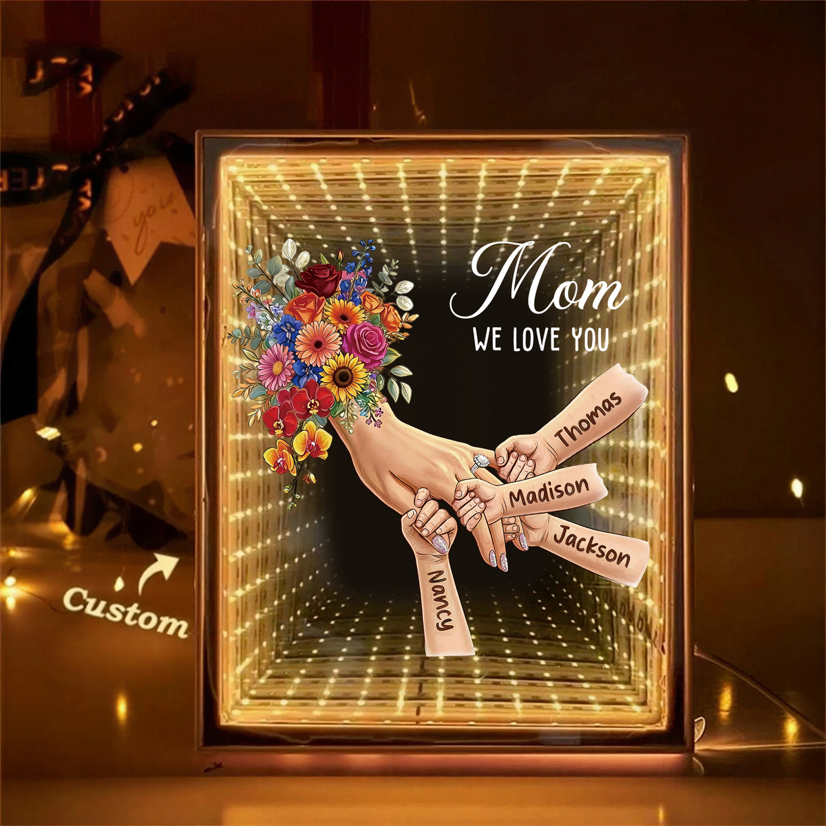 Custom Starry Mirror Lightbox - Personalized Mommy Holding Hands