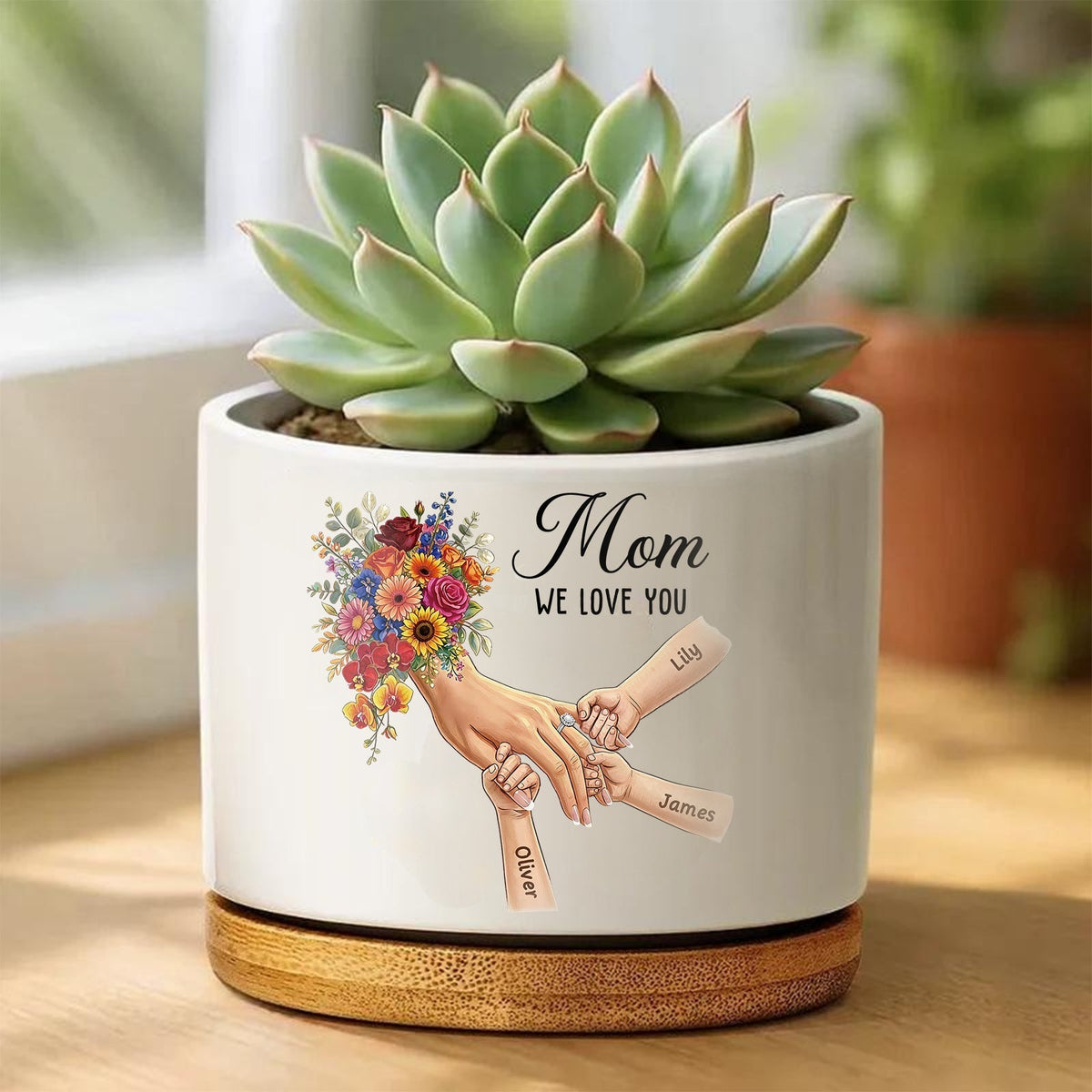Personalized Large Plant Pot-Personalized Mom Holding Hands|Best Mother's Day Gift– Timeless Gift for Every Home