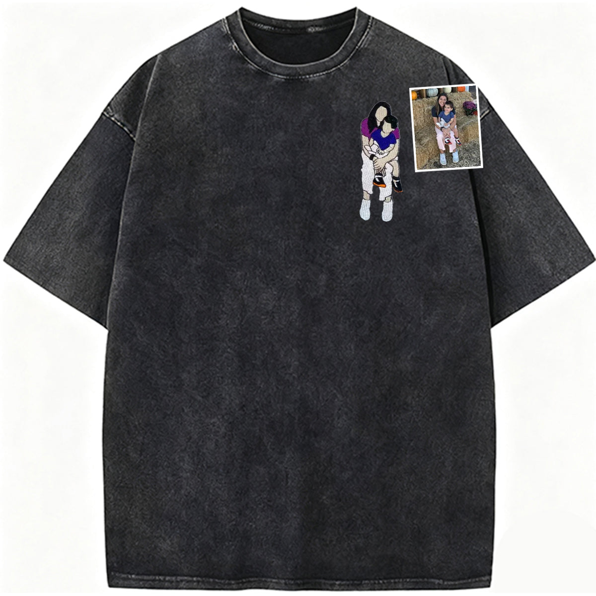 Custom Mama,Mom Portrait Embroidered Washed Sweatshirt | Mother's Day Gift
