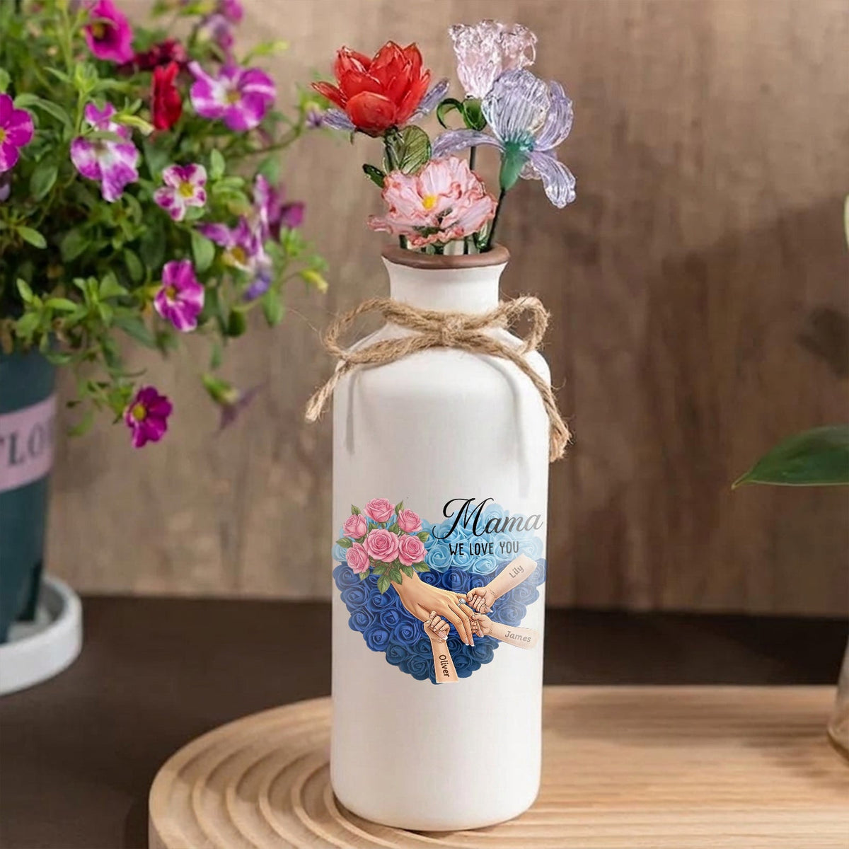 Personalized "Rose" Vase-Personalized Mama Holding Hands|Best Mother's Day Gift– Timeless Gift for Every Home